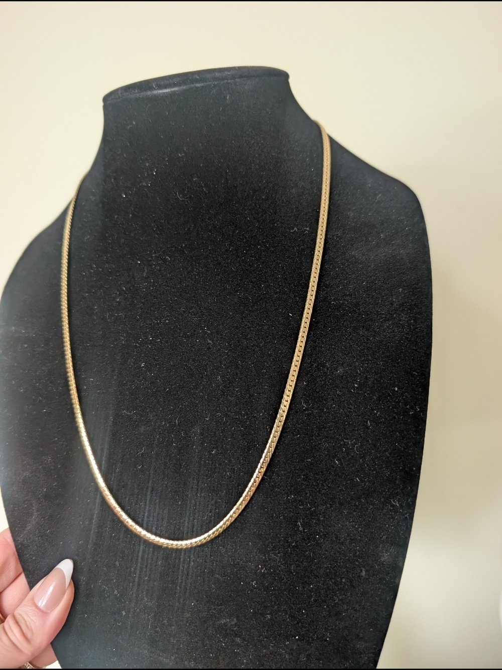 Goldtone Herringbone Chain Necklace - Picture 9 of 10